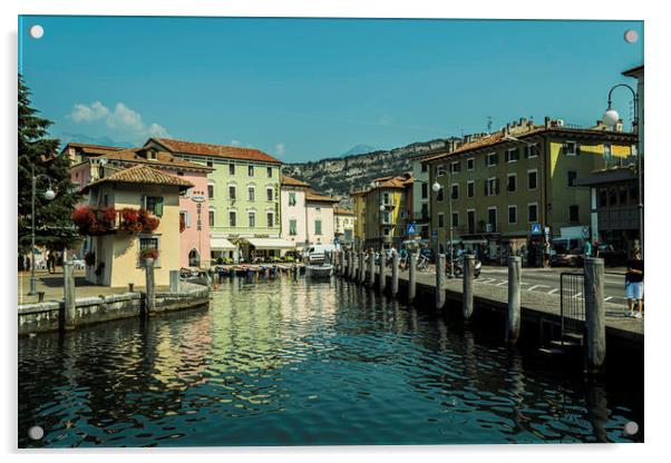Torbole Harbour Italy Acrylic by Steve Purnell