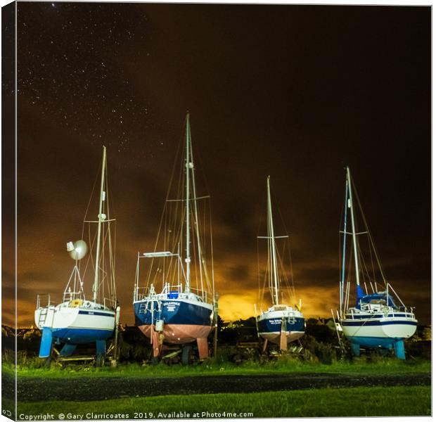 Midnight Boats Canvas Print by Gary Clarricoates