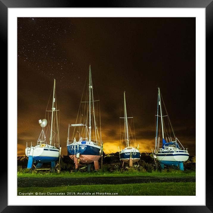 Midnight Boats Framed Mounted Print by Gary Clarricoates