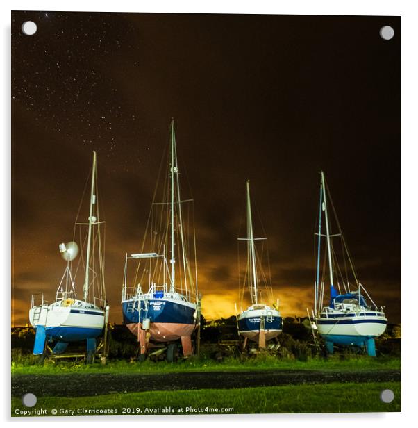 Midnight Boats Acrylic by Gary Clarricoates