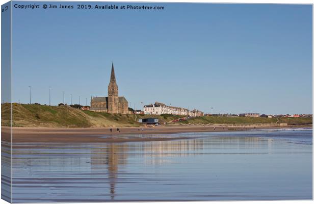 Reflections on Tynemouth Long Sands Canvas Print by Jim Jones