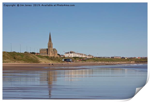 Reflections on Tynemouth Long Sands Print by Jim Jones