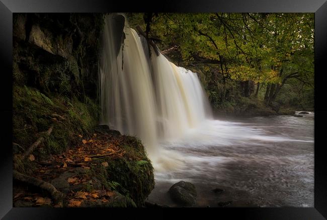 Autumn at Sgwd Ddwli Isaf waterfall Framed Print by Leighton Collins