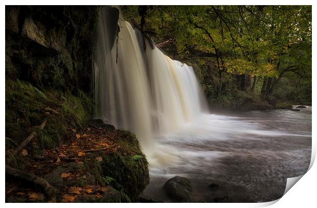Autumn at Sgwd Ddwli Isaf waterfall Print by Leighton Collins
