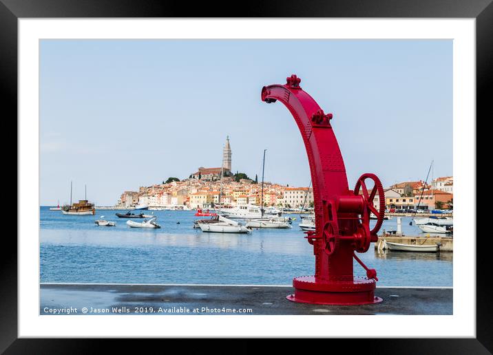 Boat crane in Rovinj Framed Mounted Print by Jason Wells