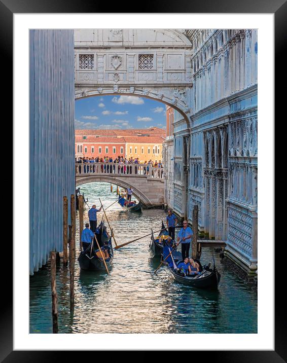 Gondolas Into Grand Canal Framed Mounted Print by Darryl Brooks
