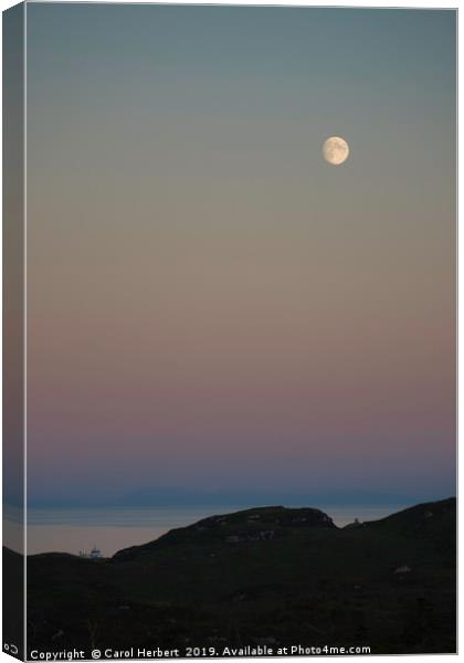 Full Moon Over Arnish Point Canvas Print by Carol Herbert