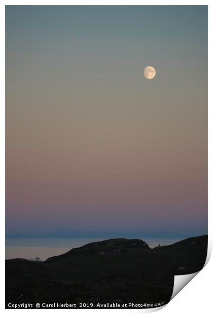Full Moon Over Arnish Point Print by Carol Herbert