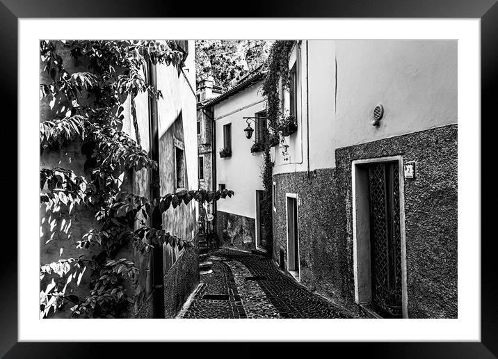 Limone Back Streets Mono Framed Mounted Print by Steve Purnell