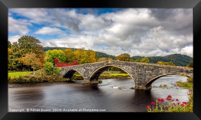 Llanrwst Stone Bridge Autumn Framed Print by Adrian Evans