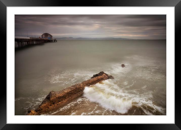 The old wall at Mumbles beach Framed Mounted Print by Leighton Collins
