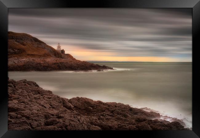 Mumbles Lighthouse Swansea Framed Print by Leighton Collins