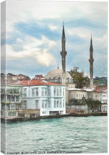 Bosporus Shoreline At Istanbul Canvas Print by Ian Lewis