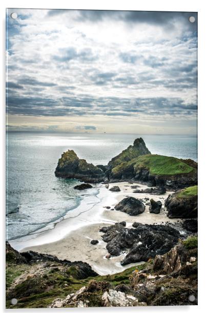 Kynance Cove Cornwall Acrylic by David Wilkins