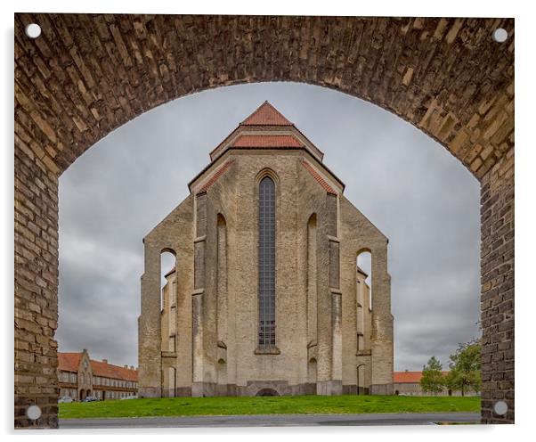Copenhagen Grundtvigs Church Rear Framed Acrylic by Antony McAulay