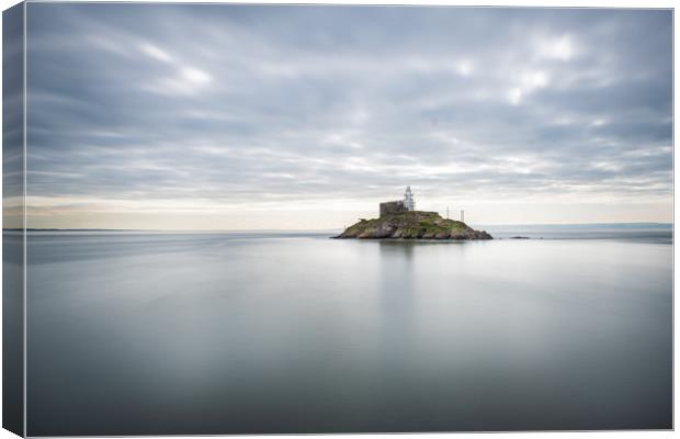 Mumbles lighthouse viewed from the pier. Canvas Print by Bryn Morgan