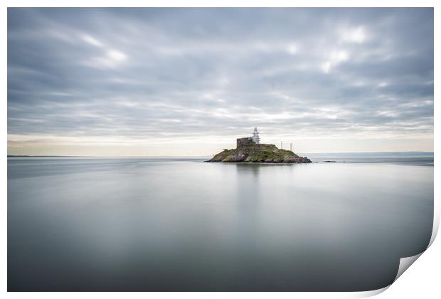 Mumbles lighthouse viewed from the pier. Print by Bryn Morgan