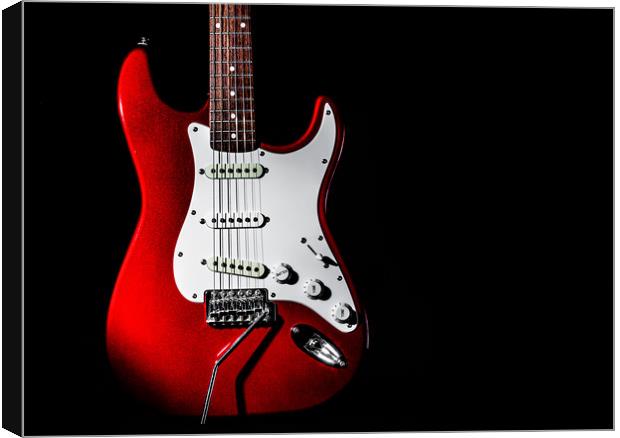 Red Electric Guitar Canvas Print by Maggie McCall
