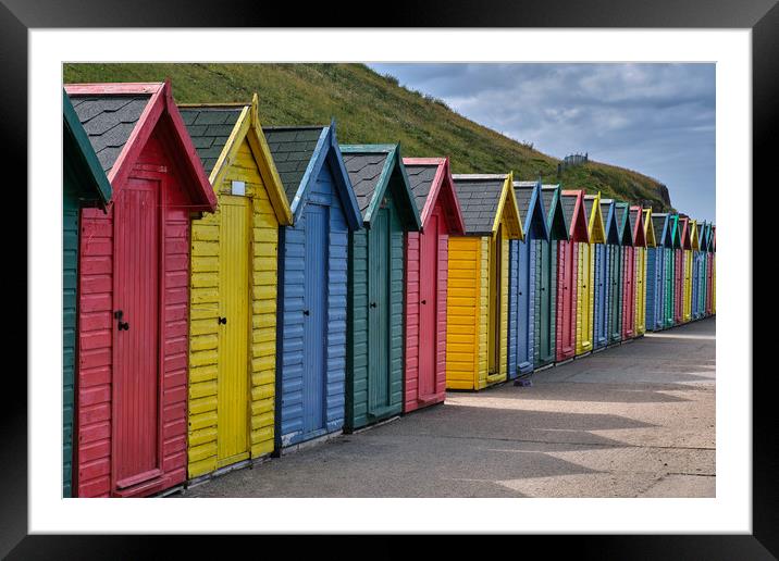 Whitby Beach Huts Framed Mounted Print by Dan Ward
