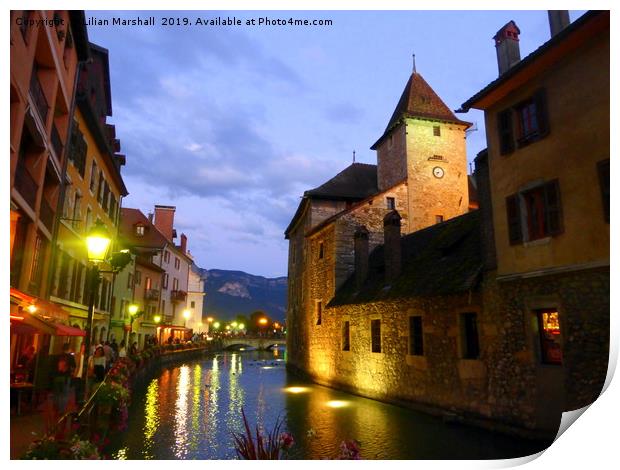 Dusk at Annecy Print by Lilian Marshall