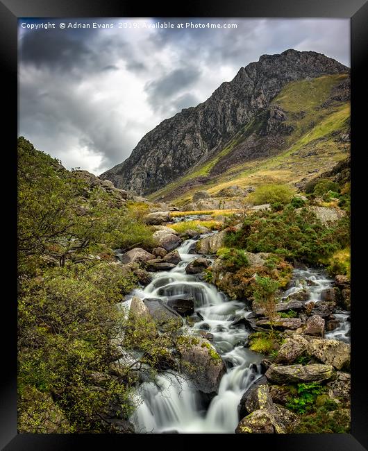 Autumn at Tryfan and Ogwen River Framed Print by Adrian Evans