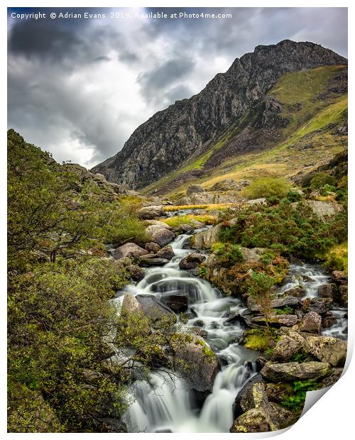 Autumn at Tryfan and Ogwen River Print by Adrian Evans