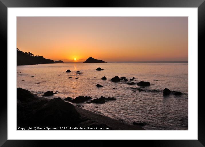 Sunrise at Meadfoot Beach in Torquay Framed Mounted Print by Rosie Spooner
