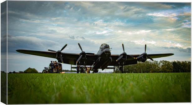 Lancaster Bomber - Crew In Canvas Print by J Biggadike