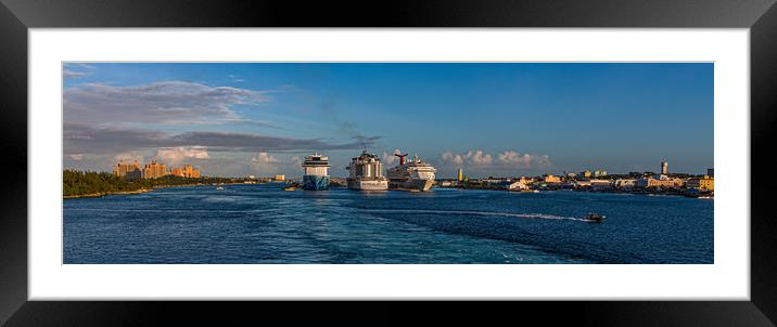 Three Cruise Ships in Nassau Framed Mounted Print by Darryl Brooks
