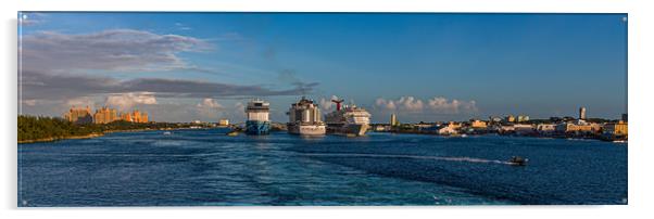 Three Cruise Ships in Nassau Acrylic by Darryl Brooks