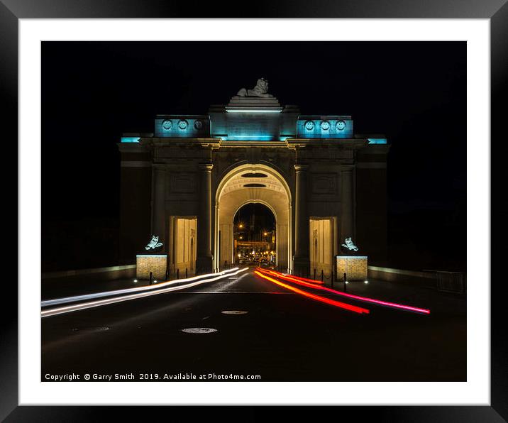 Light Trails at the Menin Gate. Framed Mounted Print by Garry Smith