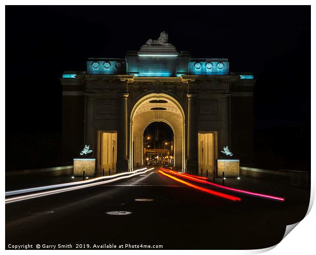 Light Trails at the Menin Gate. Print by Garry Smith