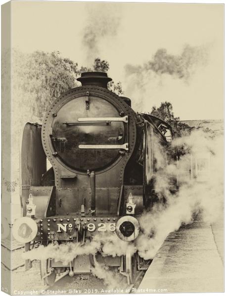 Sepia steam train Canvas Print by Stephen Giles