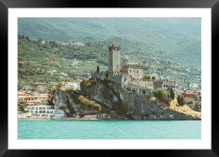Majestic Scaliger Castle on Lake Garda Framed Mounted Print by Steve Purnell