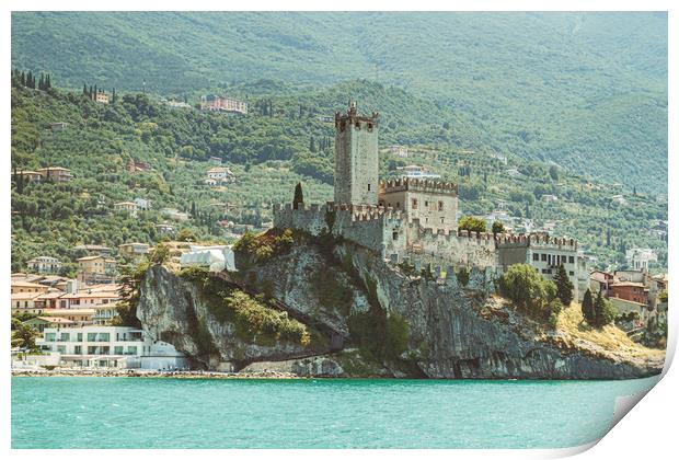Majestic Scaliger Castle on Lake Garda Print by Steve Purnell