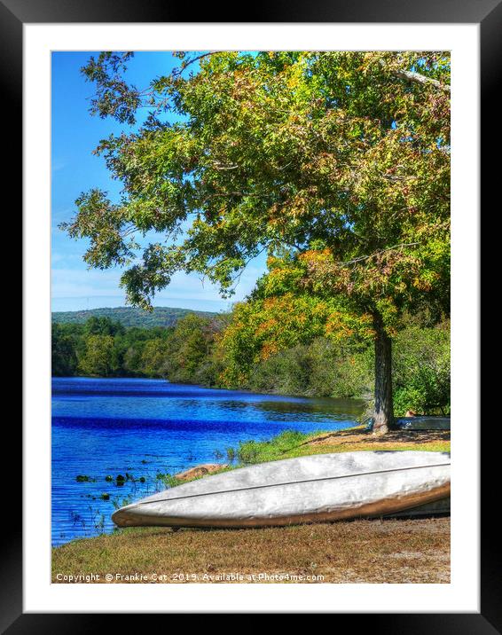 Shepherd Mountain Lake with Canoe  Framed Mounted Print by Frankie Cat