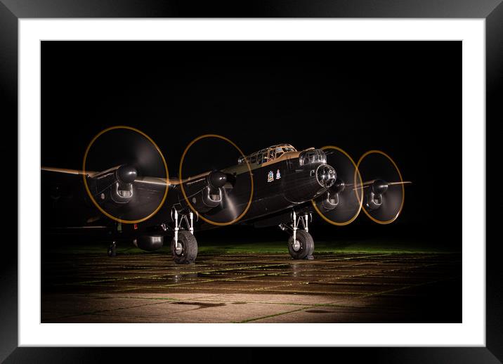 Lancaster Bomber Night Shoot Framed Mounted Print by J Biggadike