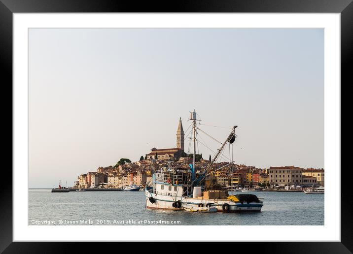 Fishing boat in Rovinj harbour Framed Mounted Print by Jason Wells