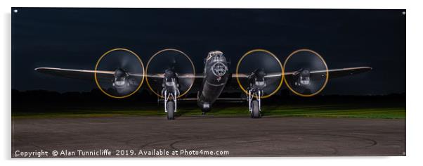 Lancaster bomber Just jane at night Acrylic by Alan Tunnicliffe