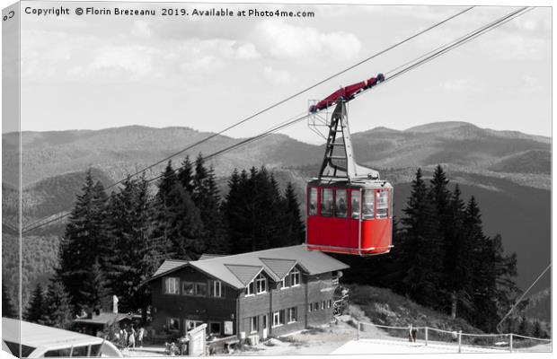 The red cable car gondola in Sinaia, Romania Canvas Print by Florin Brezeanu