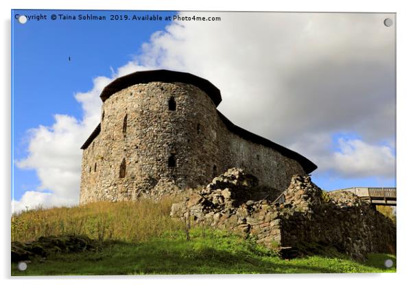 Medieval Raseborg Castle Ruins on a Rock Acrylic by Taina Sohlman