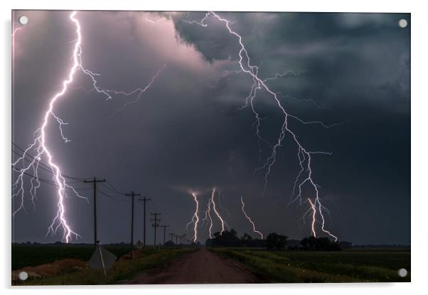 Extreme lightning with Fireflys Acrylic by John Finney