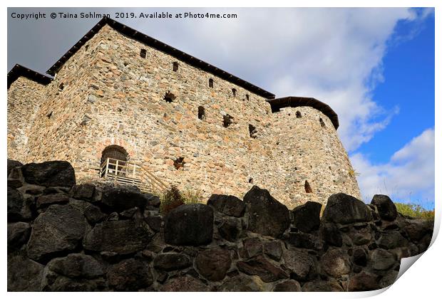 Medieval Raseborg Castle Ruins on a Rock Print by Taina Sohlman