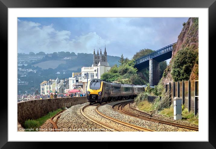 Train approaching Teignmouth after leaving Dawlish Framed Mounted Print by Rosie Spooner