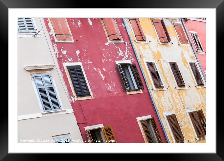 Pastel-coloured houses in Rovinj. Framed Mounted Print by Jason Wells