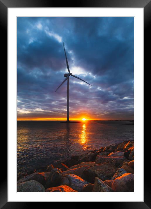 Windmill in Denmark in Baltic sea Framed Mounted Print by Dalius Baranauskas