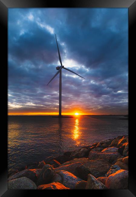 Windmill in Denmark in Baltic sea Framed Print by Dalius Baranauskas