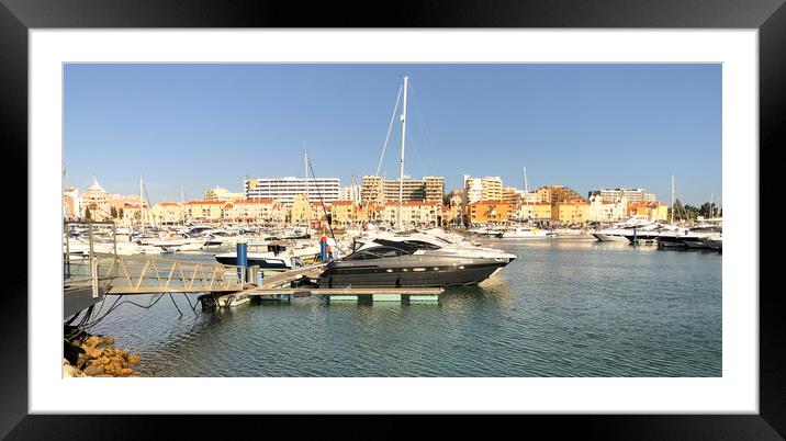 Vilamoura marina yachts and speedboats Framed Mounted Print by Naylor's Photography