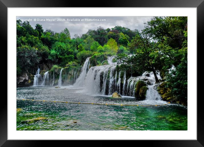 Skradinski buk waterfall Croatia  Framed Mounted Print by Diana Mower