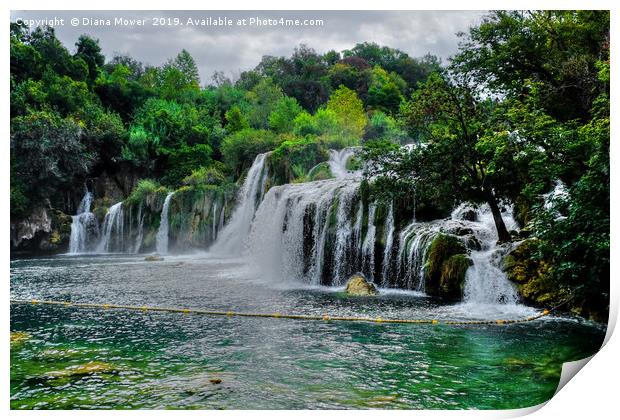 Skradinski buk waterfall Croatia  Print by Diana Mower